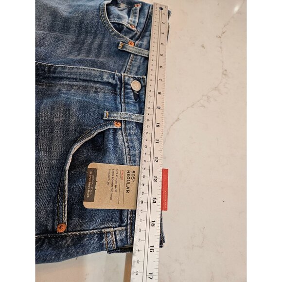 NWT Levis Mens 505 Regular Fit Stretch Jeans 32W X 30L Blue Denim Straight Leg - Picture 10 of 12